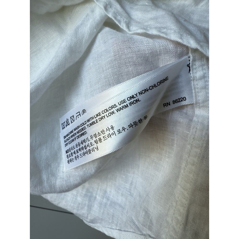 Porter and Ash Shirt Womens L White 100% Linen Hawaiian Camp Button Up Beach - Picture 5 of 10
